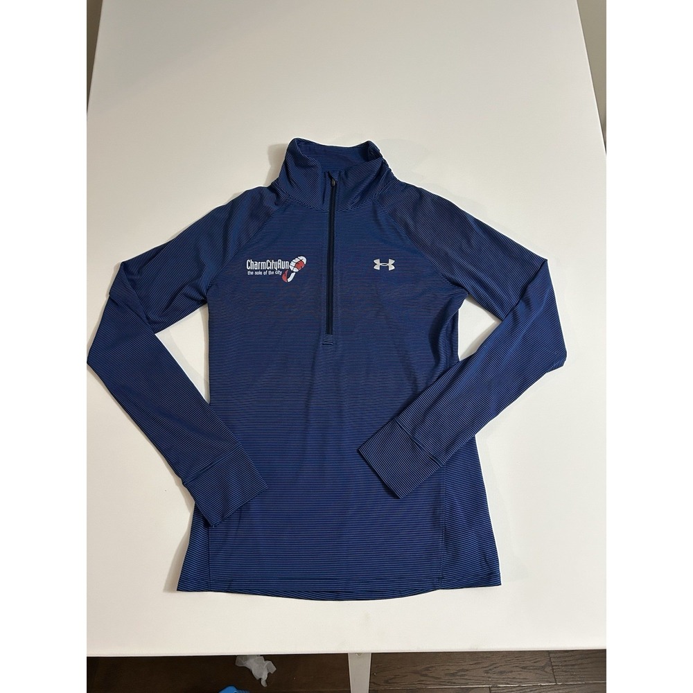 Under Armour Women's Quarter‑Zip Pullover Medium | Blue Striped | Charm City Run
